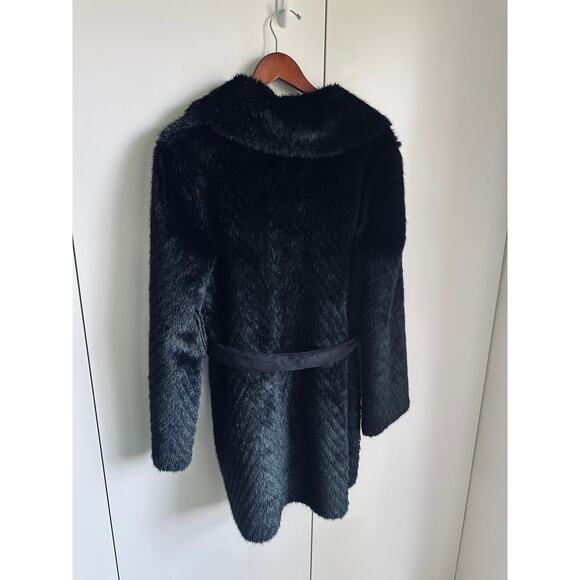 Hawke & Co Faux Fur and Suede Overcoat Size large Black Reversible Faux Mink - Picture 11 of 15